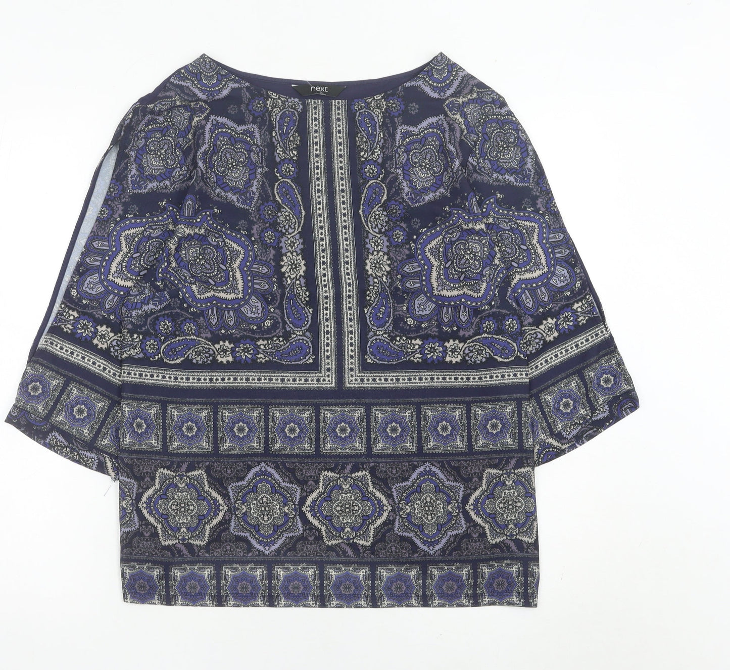 Next Womens Blue Paisley Tunic Blouse Size 12 3/4 Sleeve