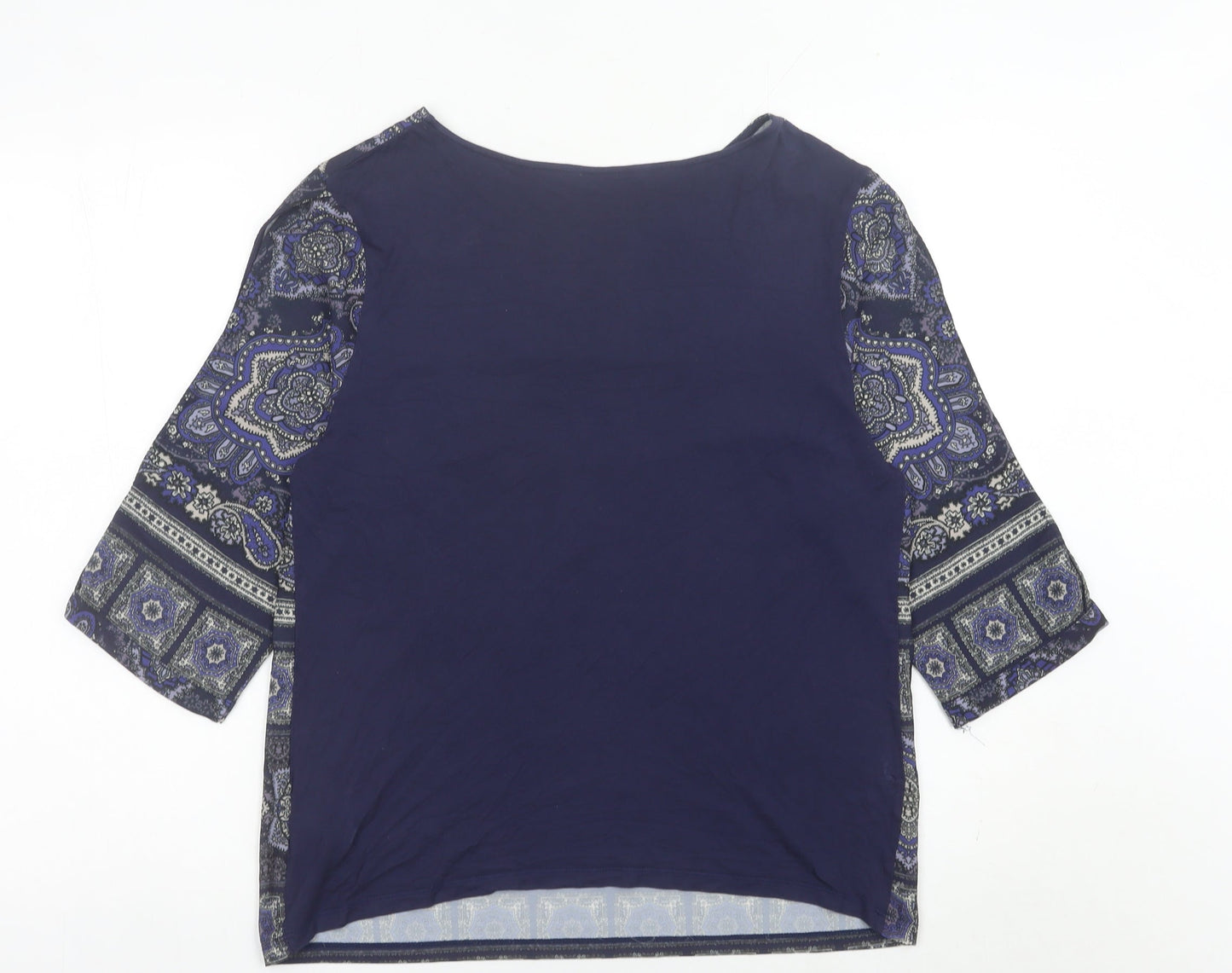Next Womens Blue Paisley Tunic Blouse Size 12 3/4 Sleeve