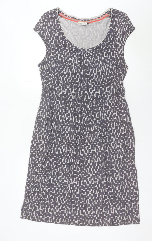 Boden Women’s Grey Geometric Shift Dress Size 16 Knee Length Cap Sleeve
