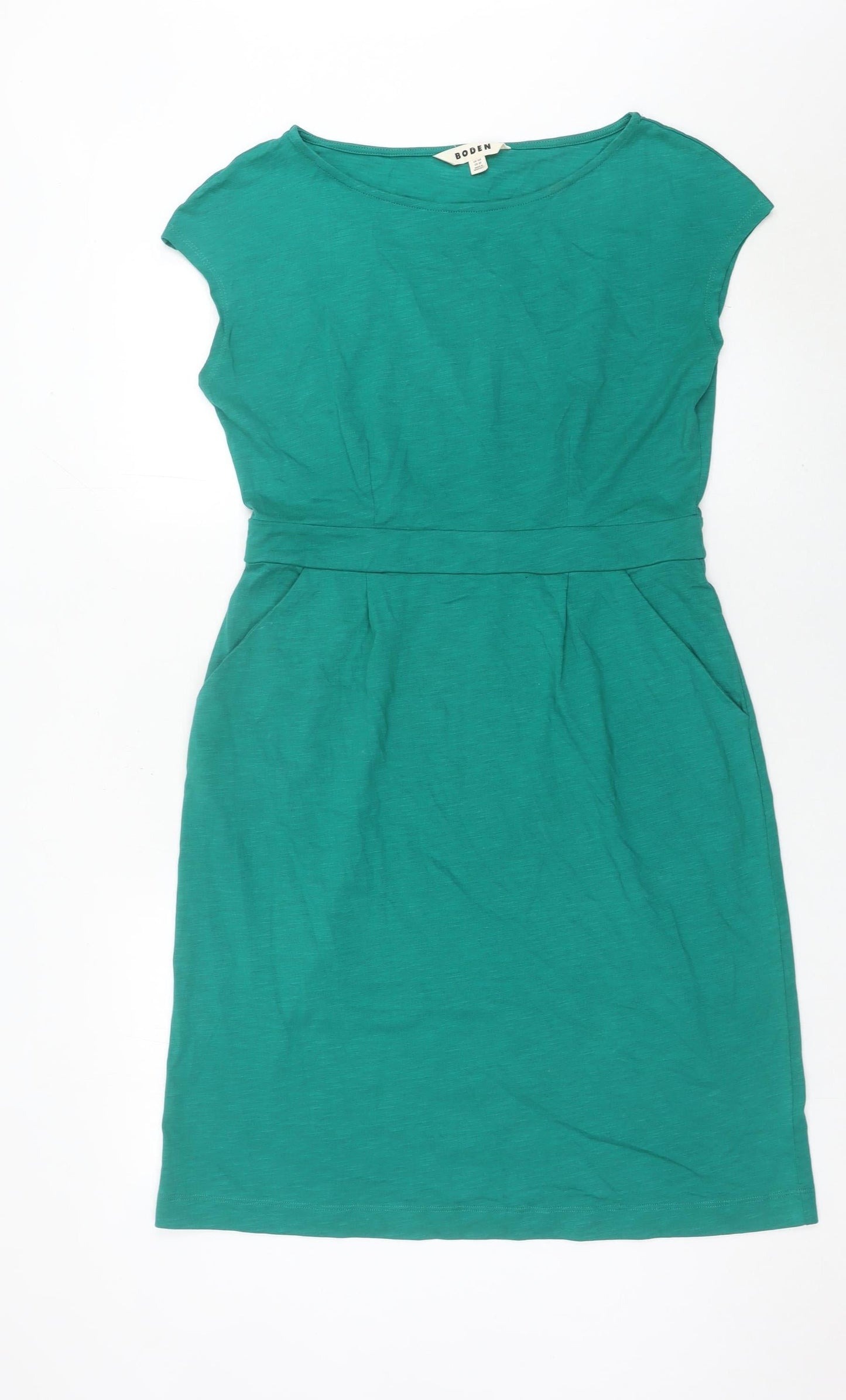 Boden Womens Green Cotton Shift Dress Size 12 Knee Length
