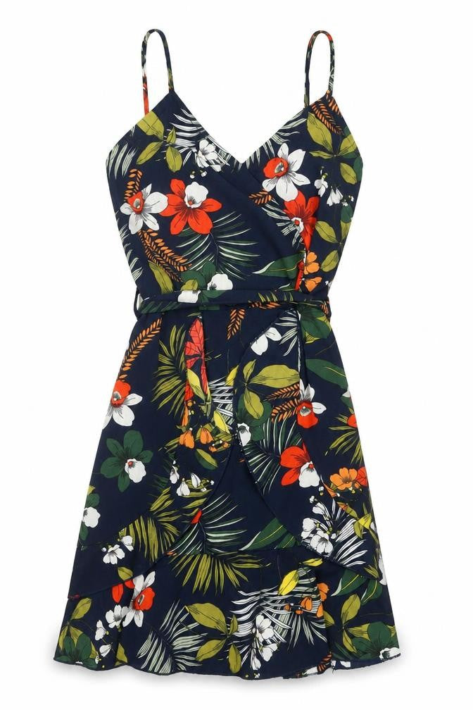 Quiz Womens Multicoloured Floral Wrap Dress Size 6 Sleeveless