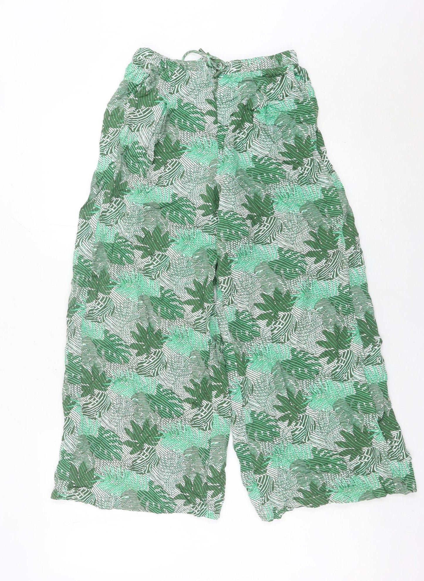 Marks and Spencer Women’s Green Wide-Leg Viscose Trousers Size 6