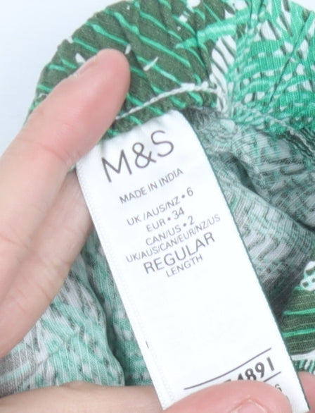 Marks and Spencer Women’s Green Wide-Leg Viscose Trousers Size 6