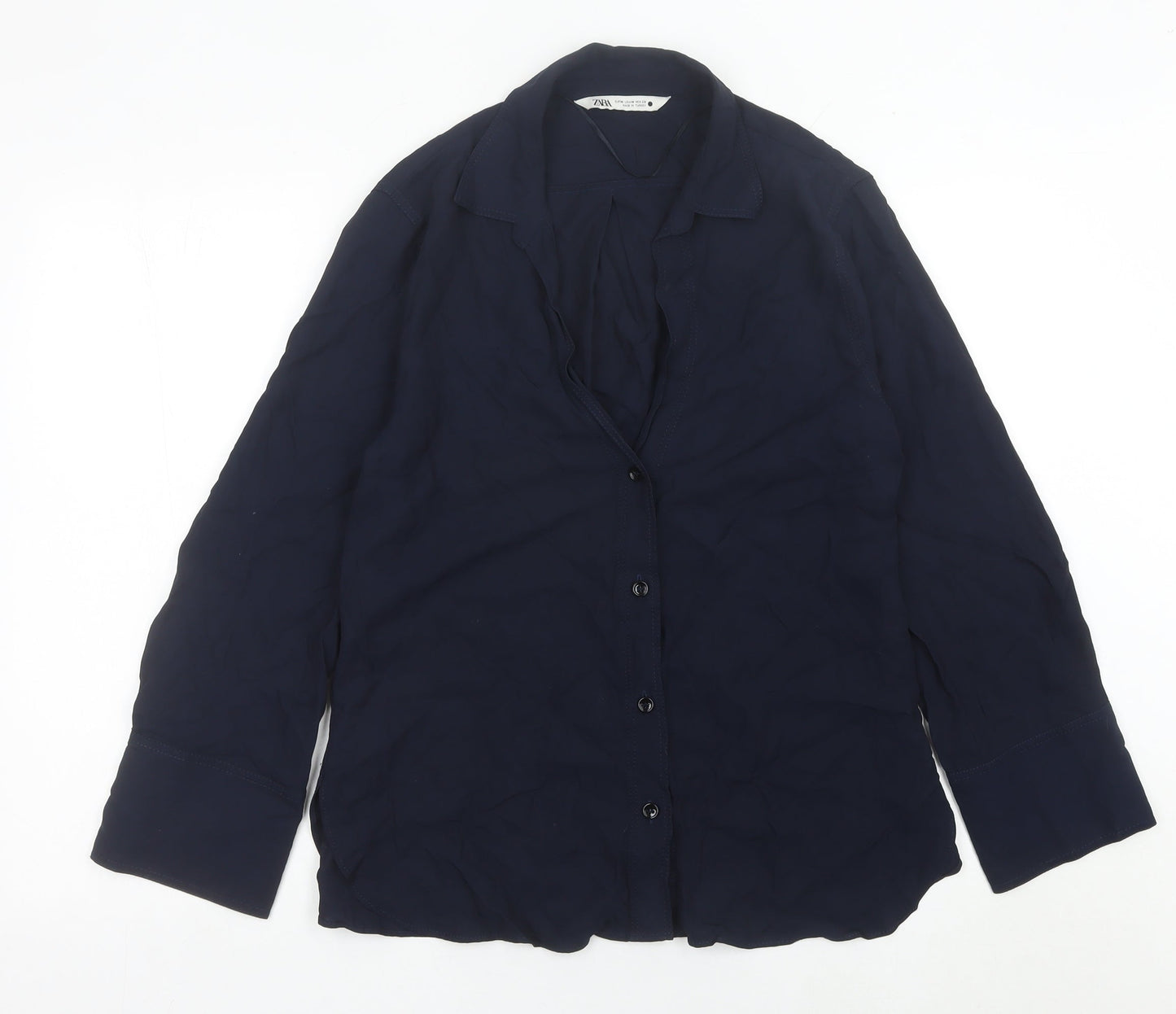 Zara Women’s Blue Long Sleeve Button-Up Shirt Size 10