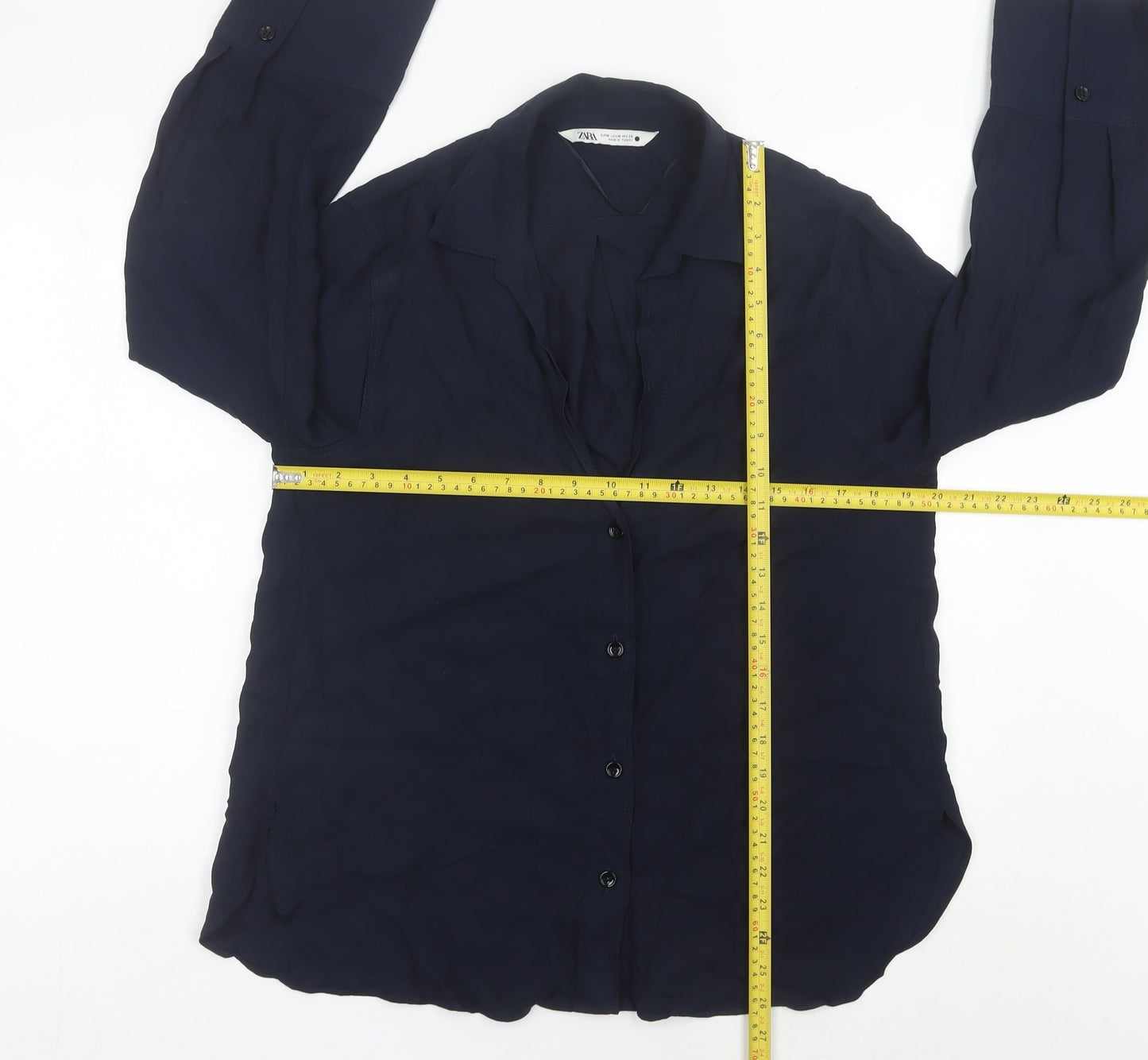 Zara Women’s Blue Long Sleeve Button-Up Shirt Size 10
