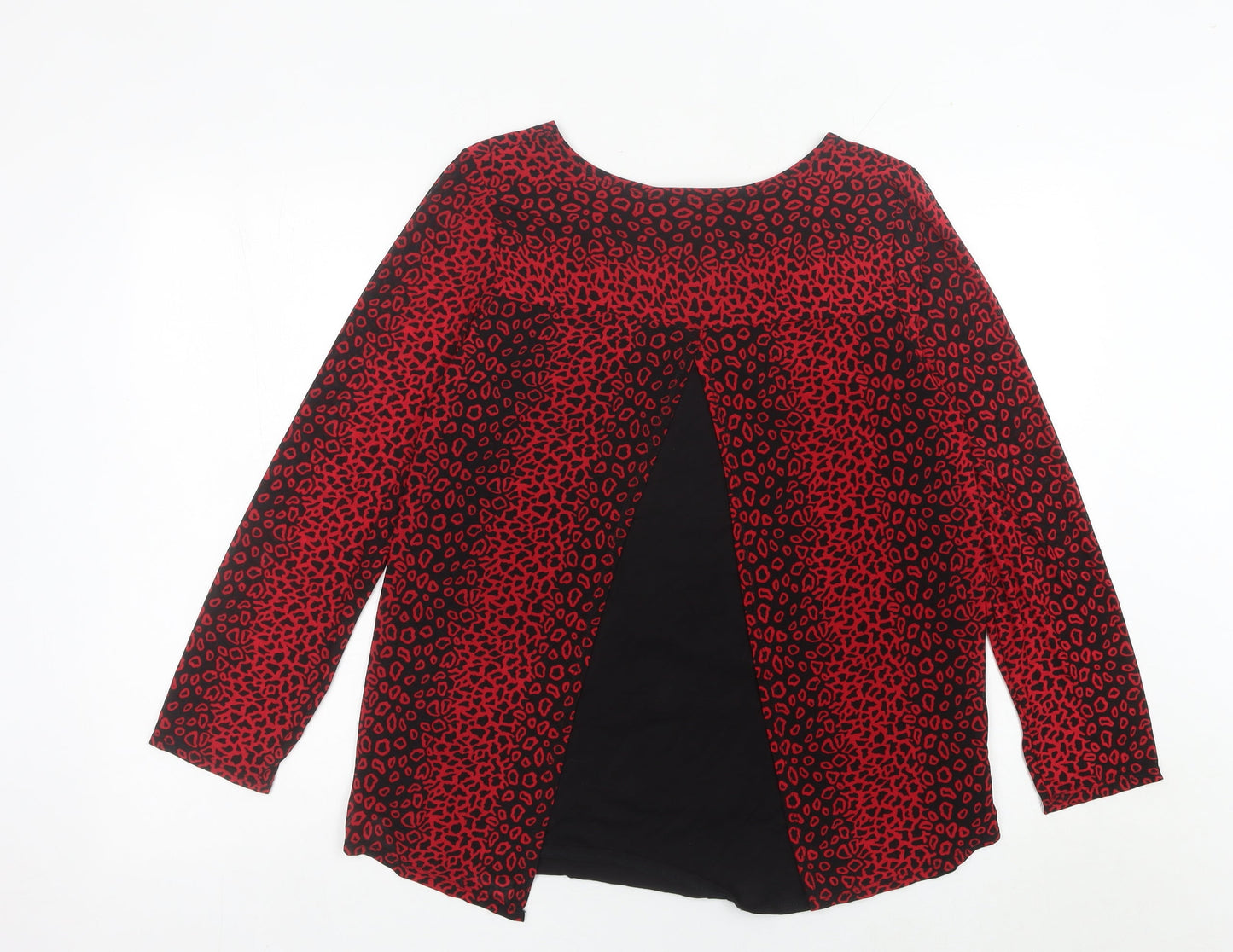 Saloos Women Red Animal Print Long Sleeve Tunic Blouse UK 14