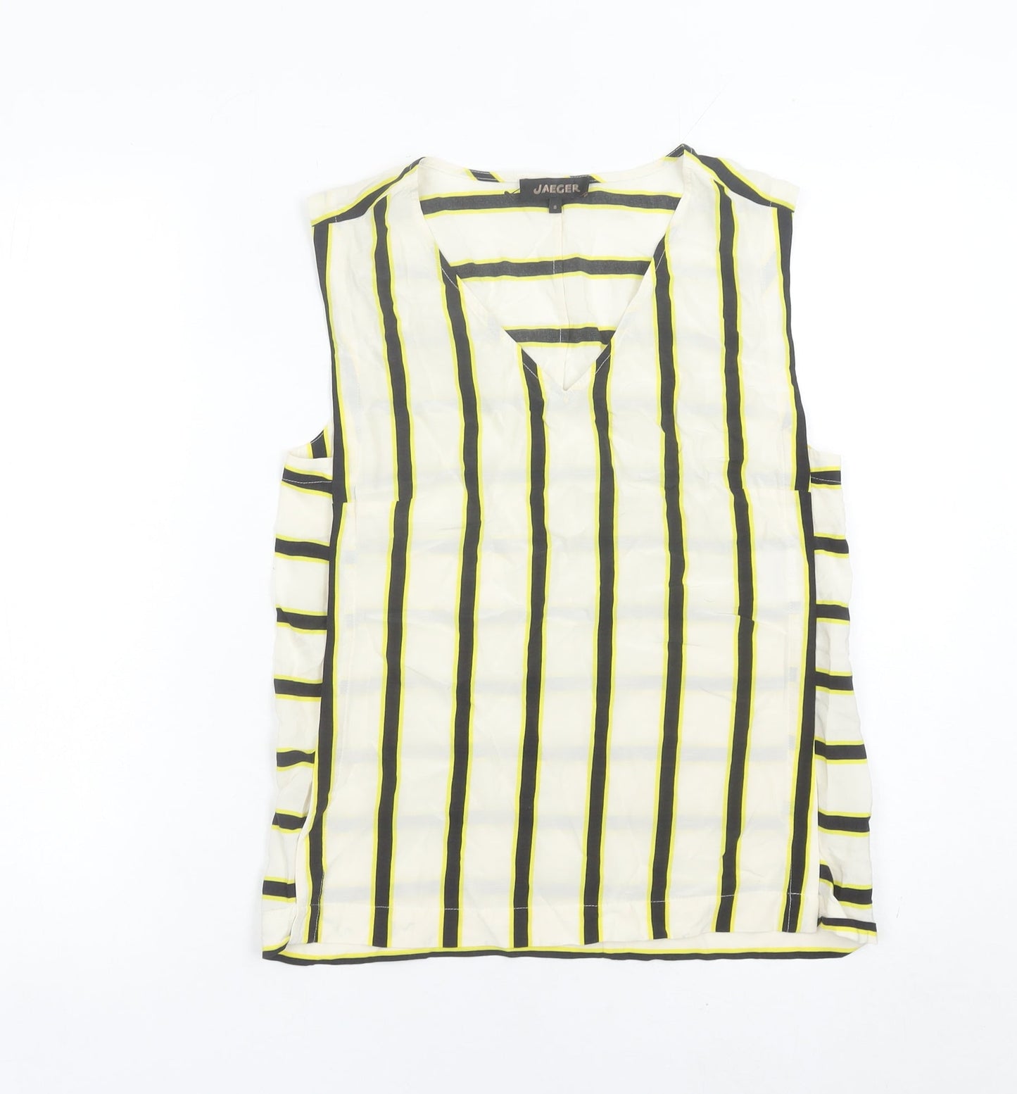 Jaeger Women’s Multicoloured Silk Striped Sleeveless Blouse Size 8