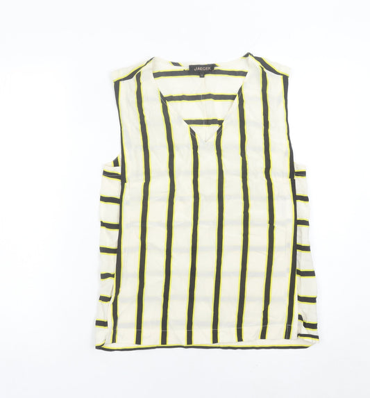 Jaeger Women’s Multicoloured Silk Striped Sleeveless Blouse Size 8