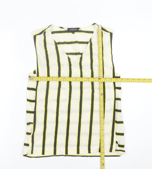 Jaeger Women’s Multicoloured Silk Striped Sleeveless Blouse Size 8