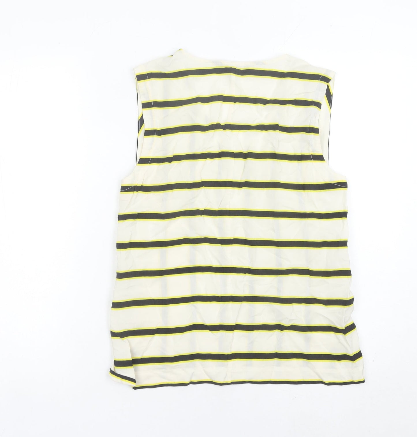 Jaeger Women’s Multicoloured Silk Striped Sleeveless Blouse Size 8