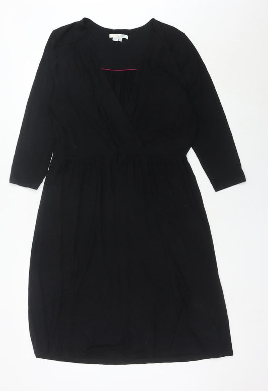 Boden Women’s Black Wrap Dress Size 18 Tall Viscose Blend