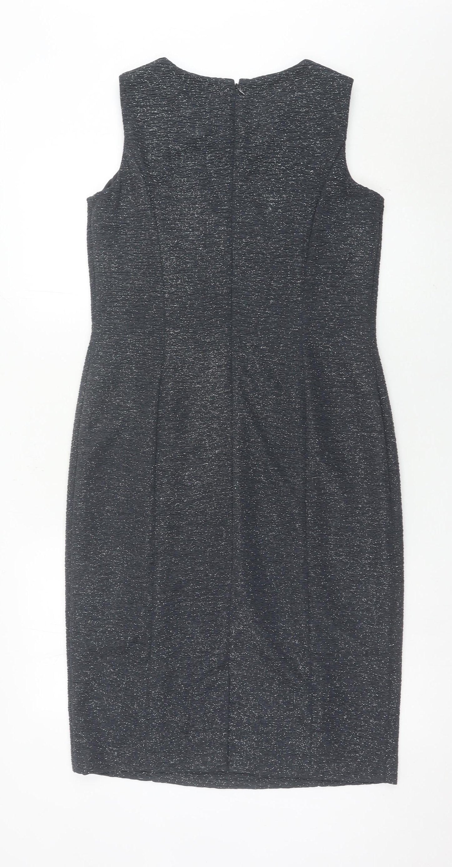 Joanna Hope Women’s Grey Sheath Dress Size 12 Beaded Neckline Party