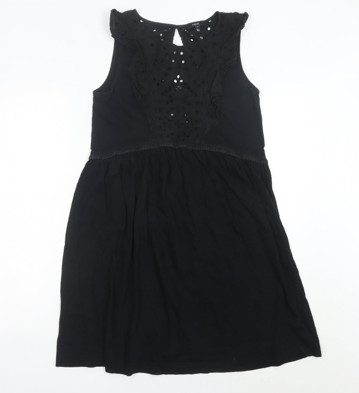 Next Women’s Black Cotton A-Line Knee Length Dress Size 10