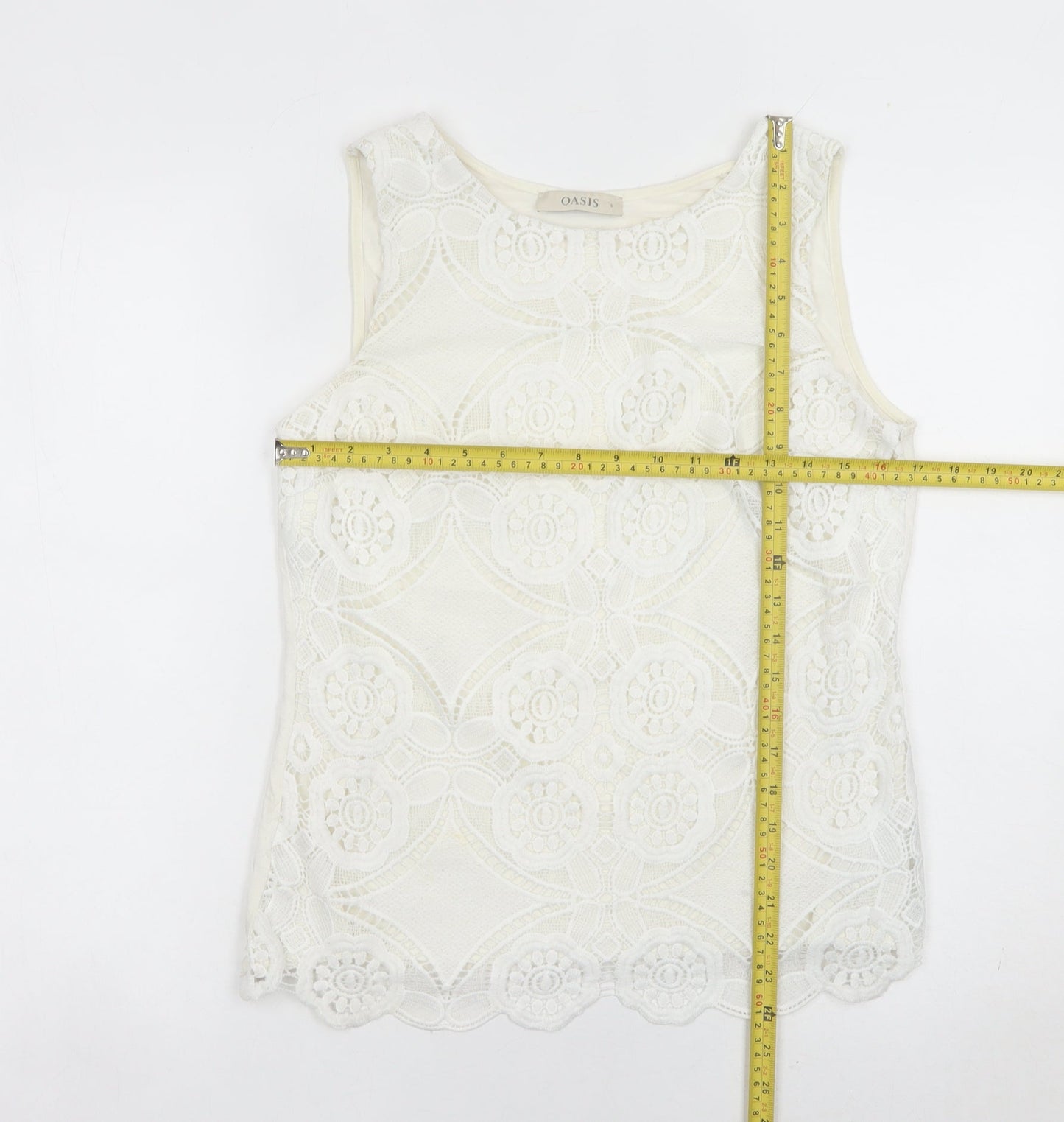 Oasis Womens Ivory Lace Blouse Sleeveless Camisole Top Size S