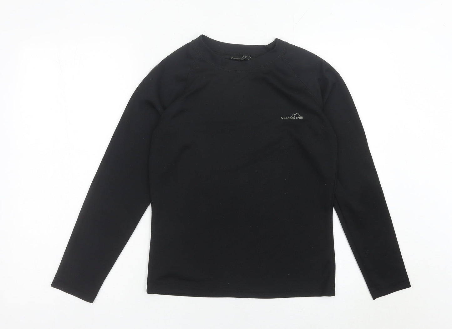 Freedom Trail Womens Black Size 8 Long Sleeve Polyester Activewear Top