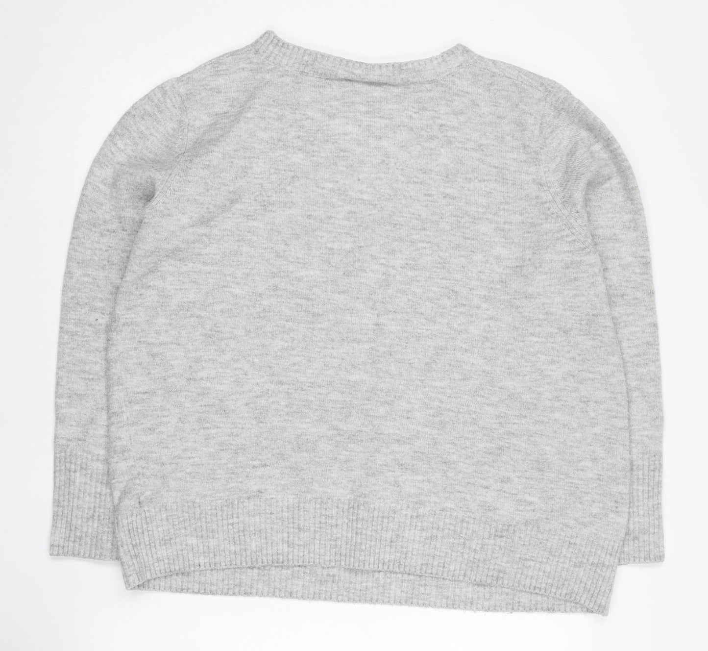 Wallis Women’s Grey Beaded Pullover Jumper Size L Crew Neck Knit
