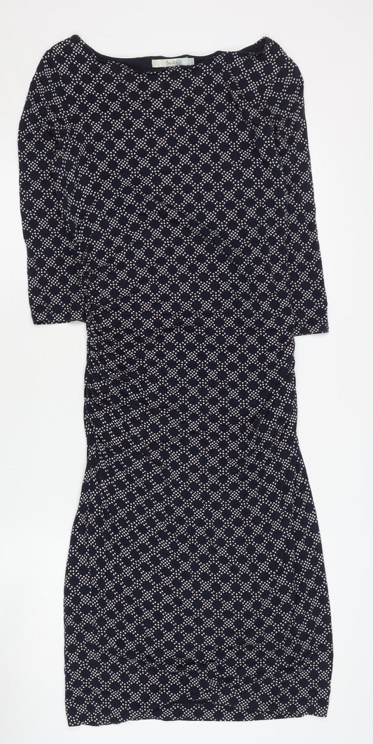 Boden Women’s Blue Geometric Sheath Dress Size 12 Knee Length