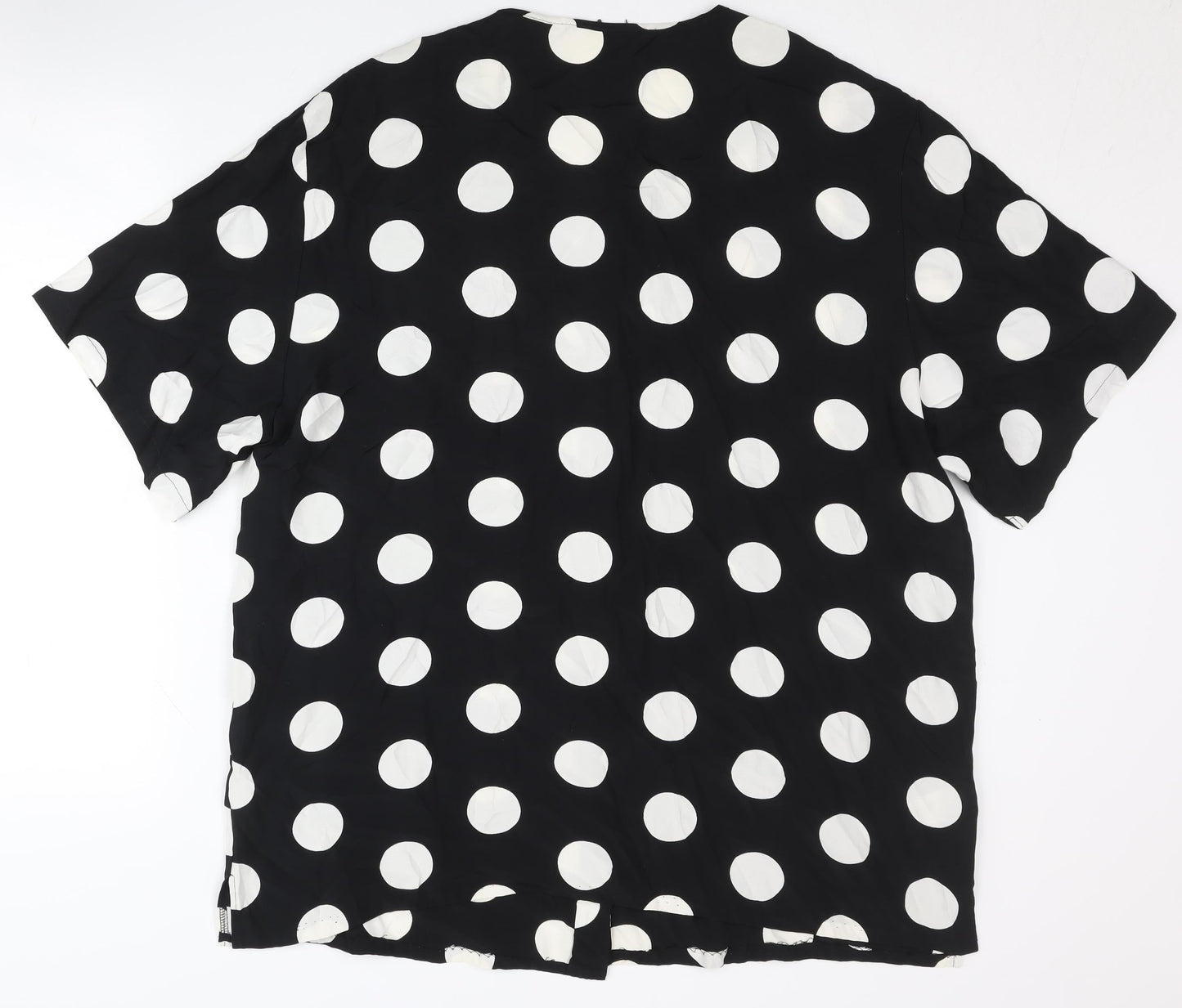 St Michael Womens Black Polka Dot Blouse Size 20 Short Sleeve Retro
