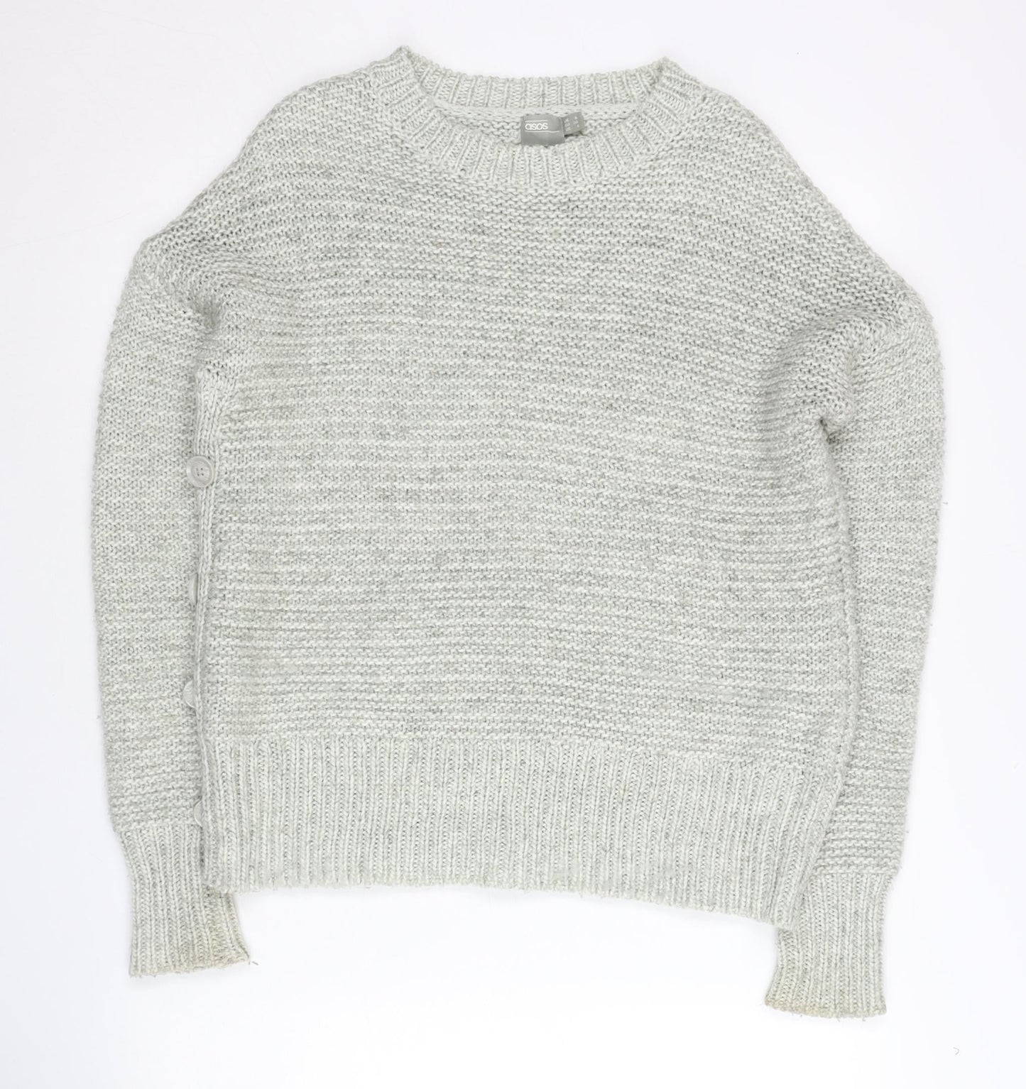 ASOS Womens Grey Chunky Knit Jumper Size 8 Crew Neck Pullover