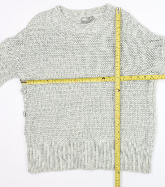 ASOS Womens Grey Chunky Knit Jumper Size 8 Crew Neck Pullover