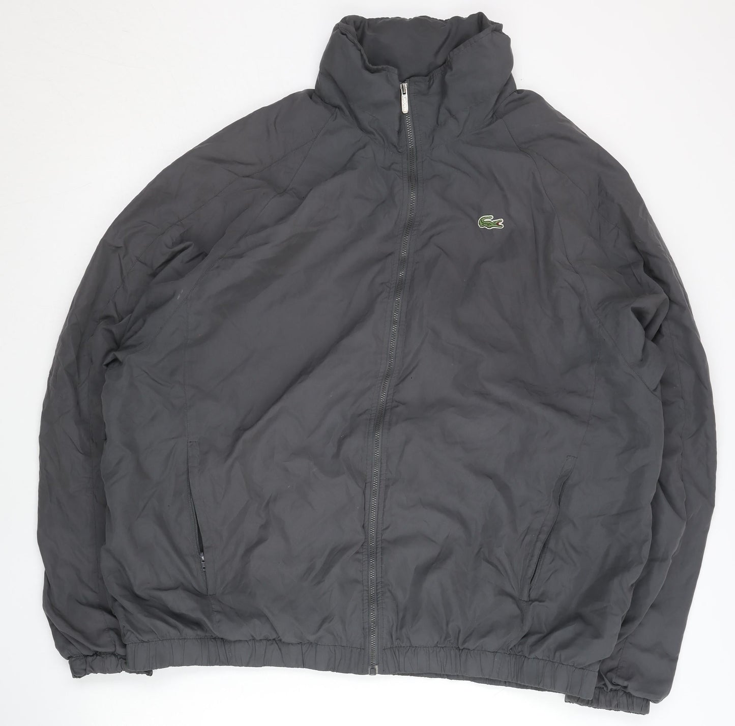 Lacoste Men’s Grey Bomber Jacket Size L Full Zip Logo Pockets
