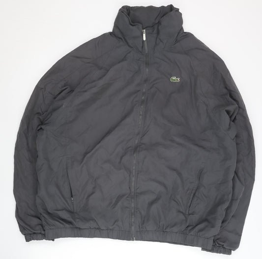 Lacoste Men’s Grey Bomber Jacket Size L Full Zip Logo Pockets