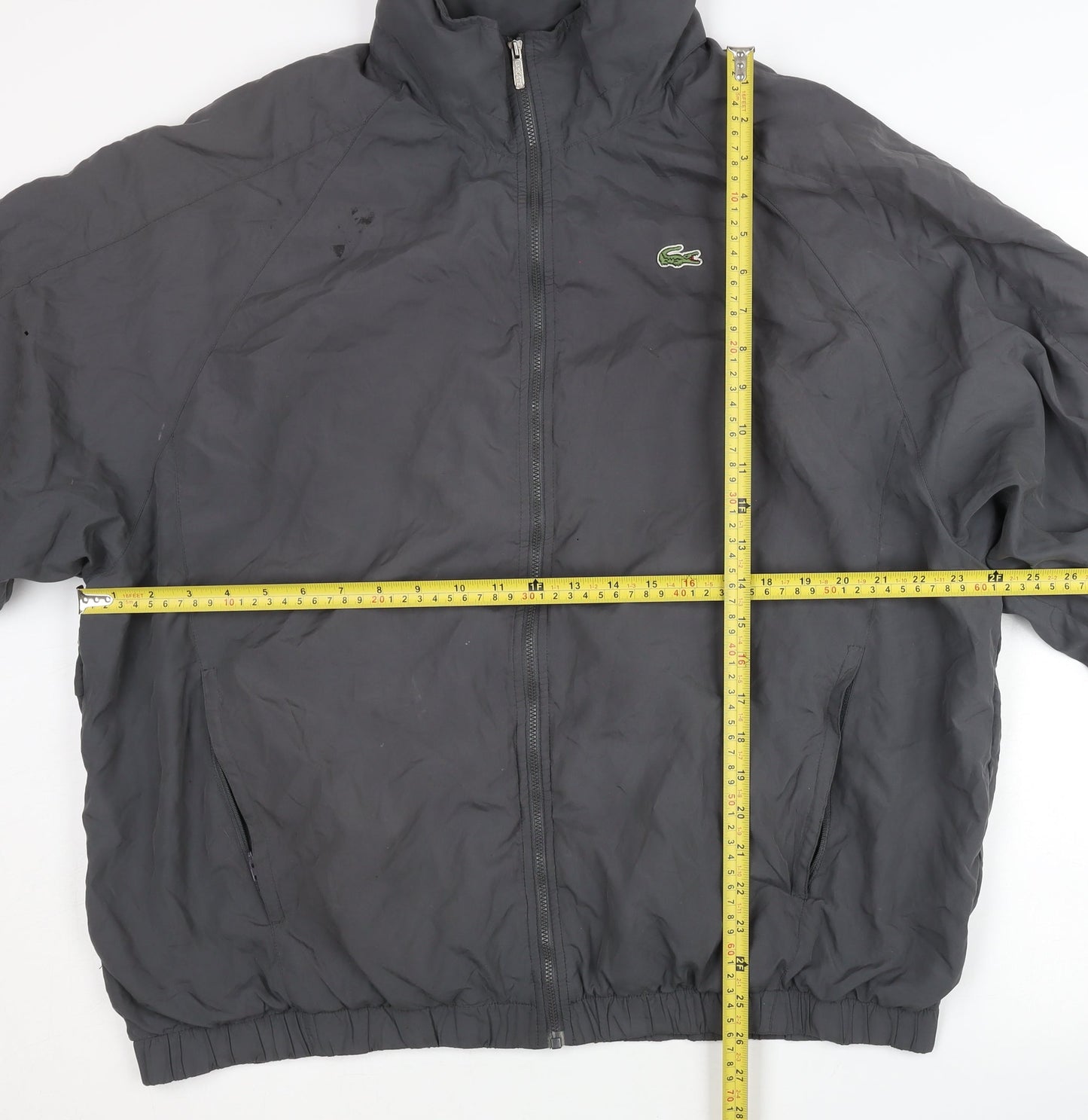 Lacoste Men’s Grey Bomber Jacket Size L Full Zip Logo Pockets