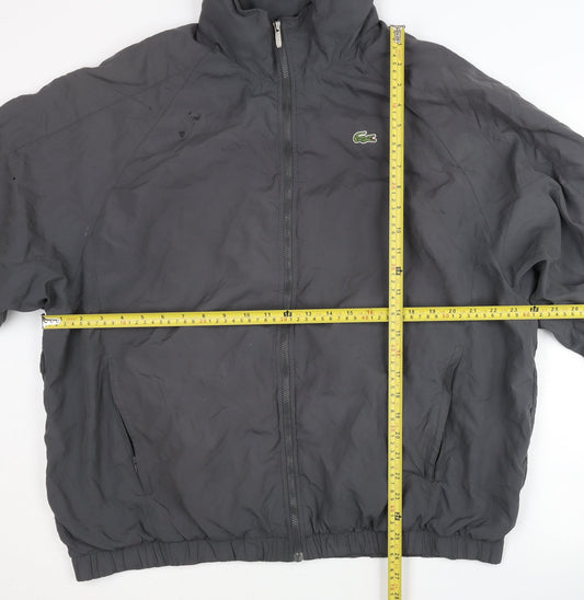 Lacoste Men’s Grey Bomber Jacket Size L Full Zip Logo Pockets