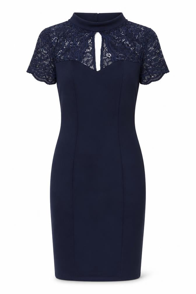 Jessica Wright Women’s Blue Lace Sheath Dress Size 10 Knee Length