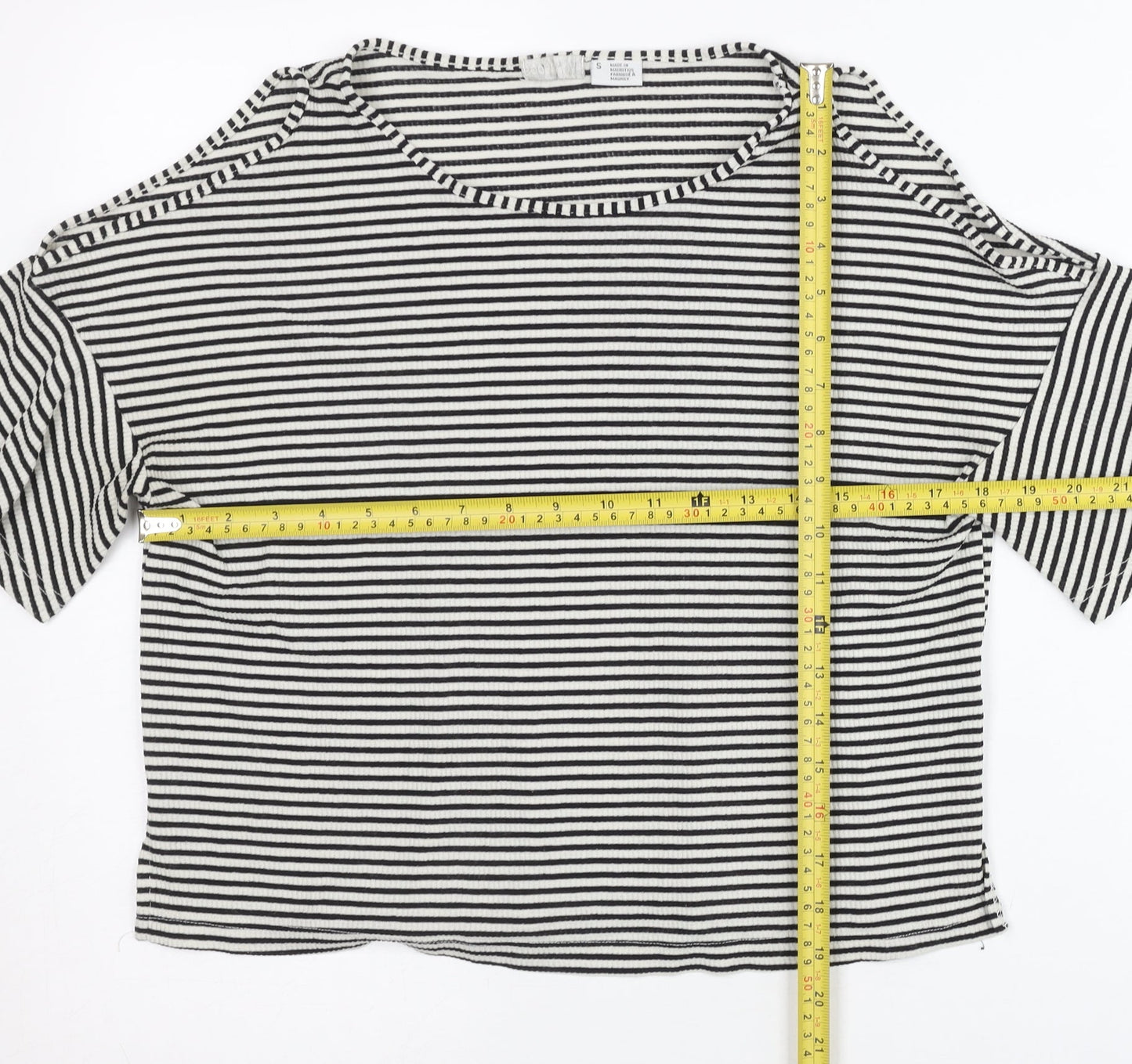 Cooperative Womens Black Striped Cold Shoulder Jersey T-Shirt Size S