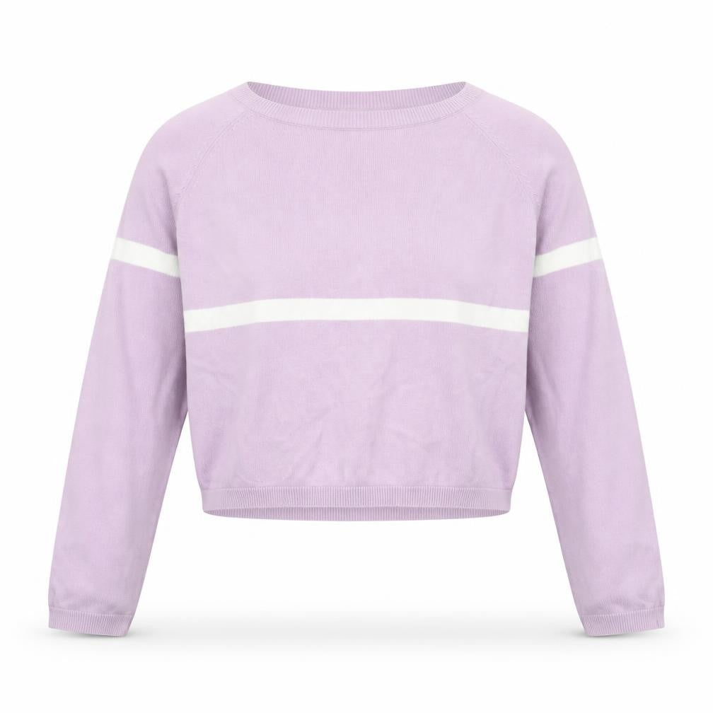 Terranova Women’s Purple Cotton Jumper M Crew Neck Striped