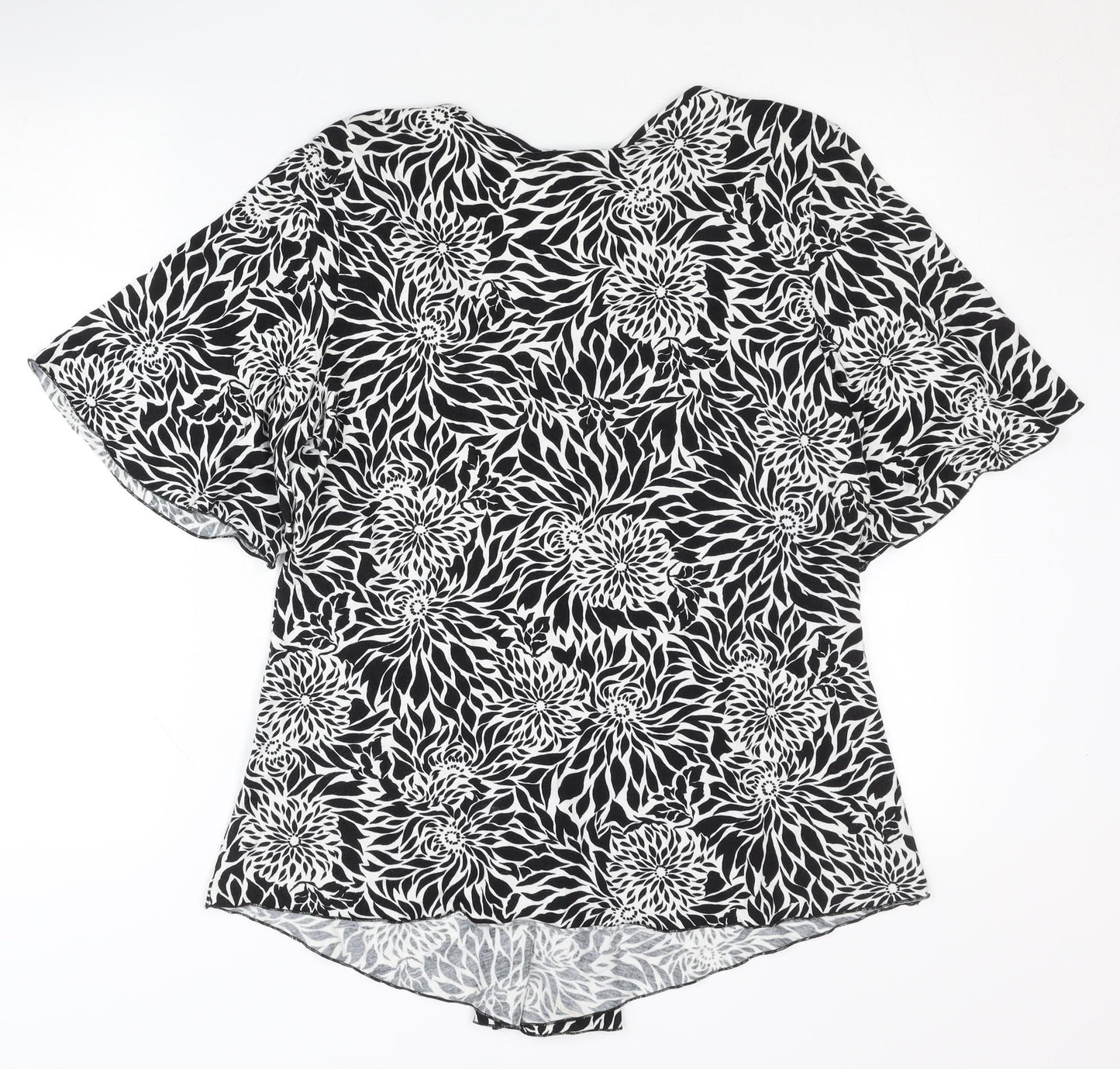 New Look Women’s Black Floral Viscose Tunic Blouse UK 20