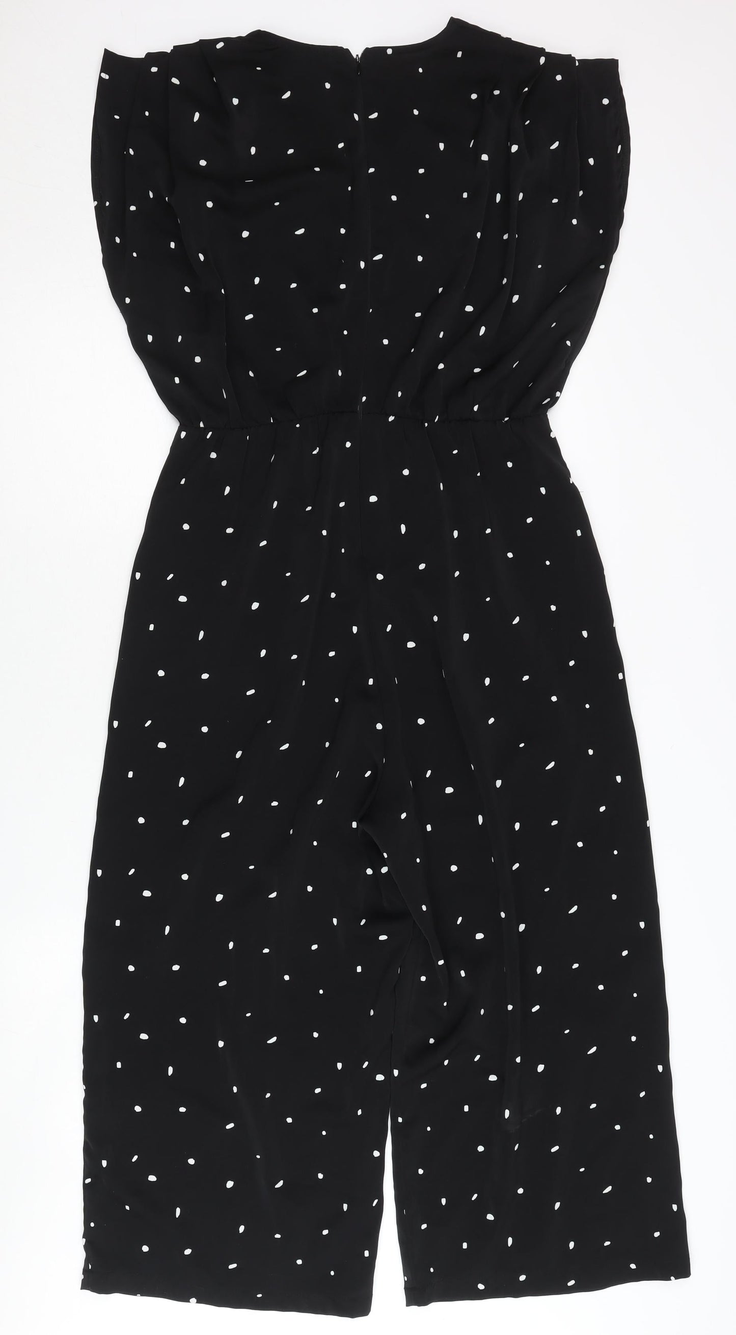 AX Paris Women’s Black Polka Dot Wide Leg V-Neck Jumpsuit Size 12