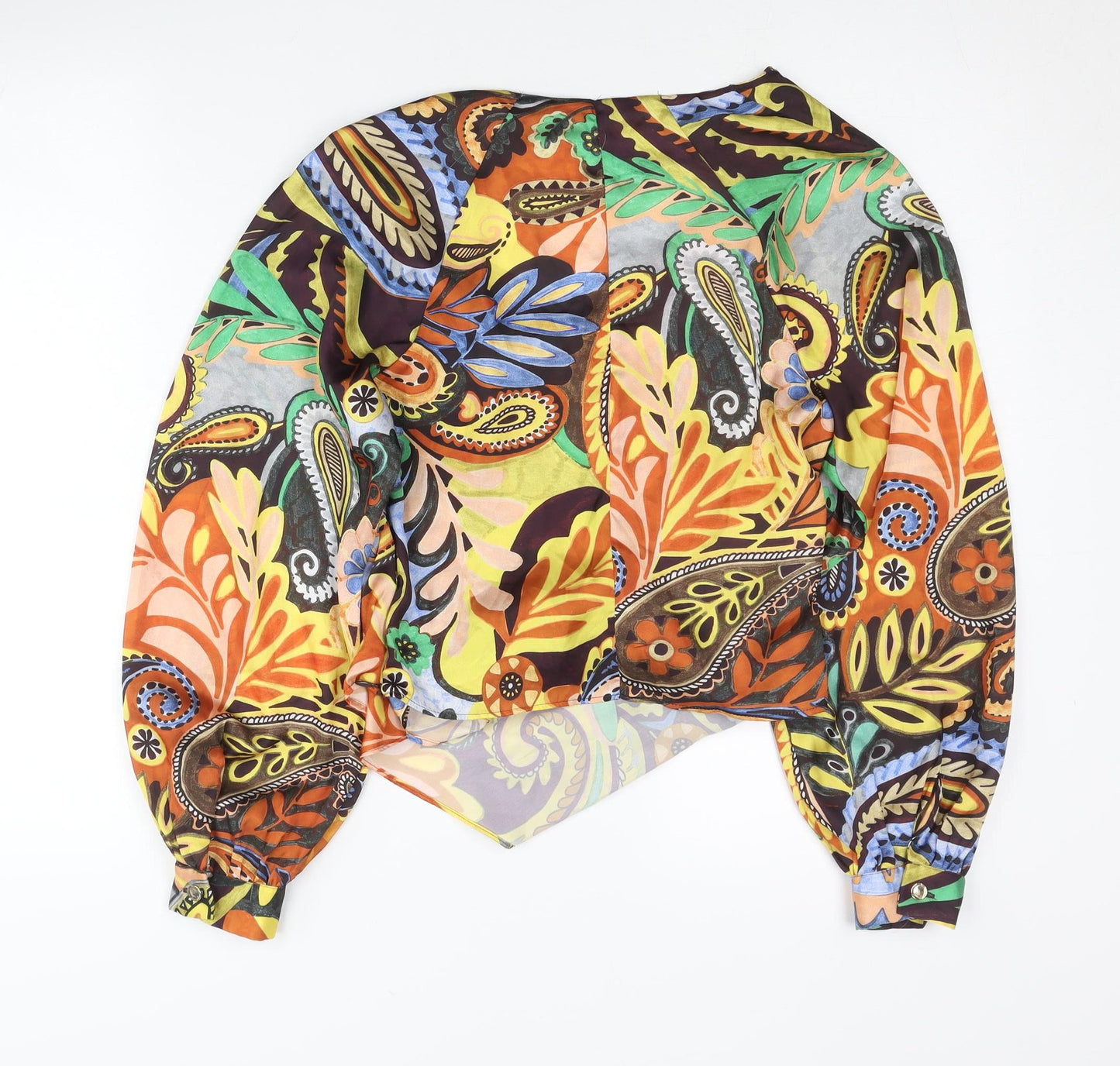 Zara Womens Multicoloured Paisley Wrap Blouse XS Long Sleeve Bohemian