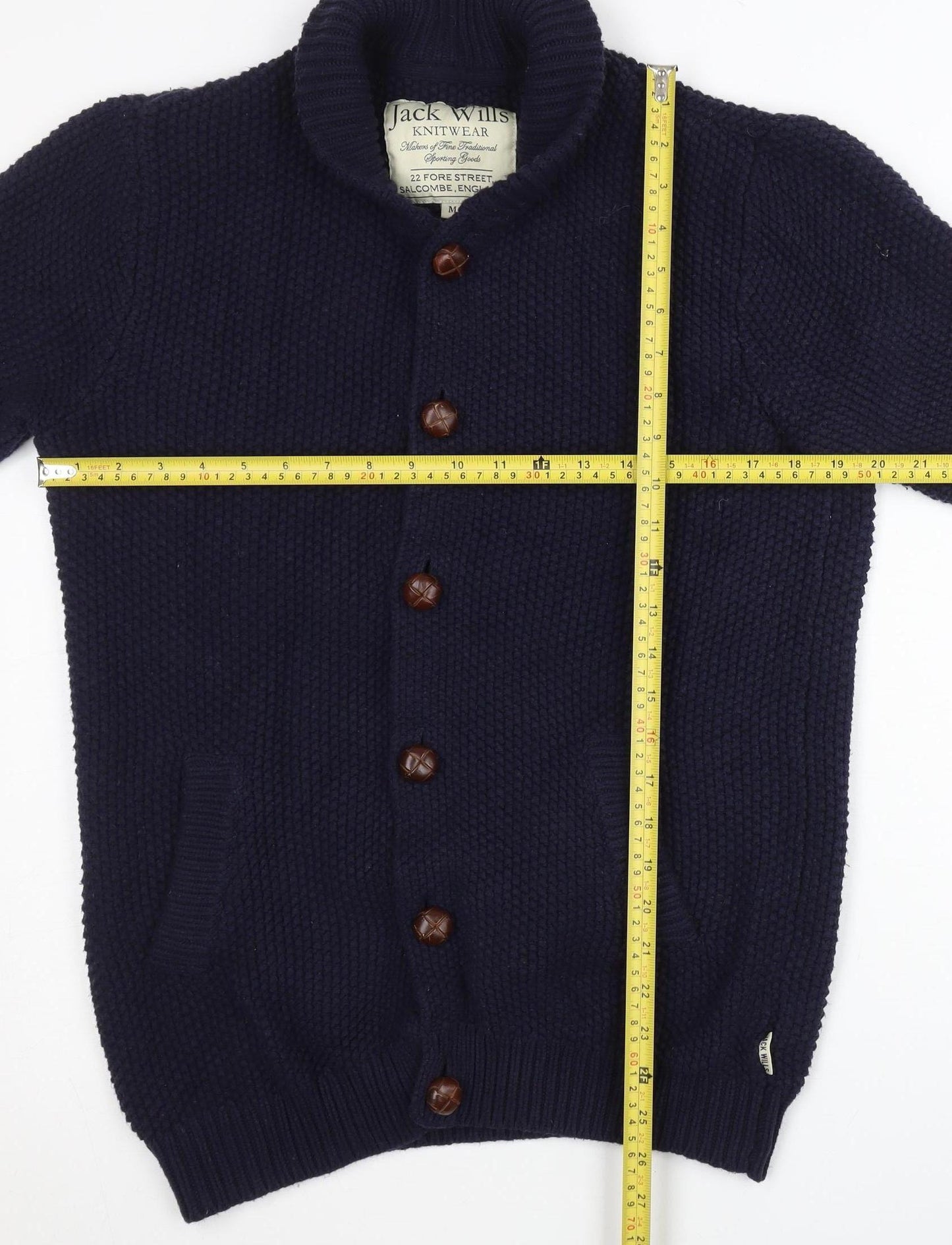 Jack Wills Men's Blue Medium Chunky Knit Button Cardigan