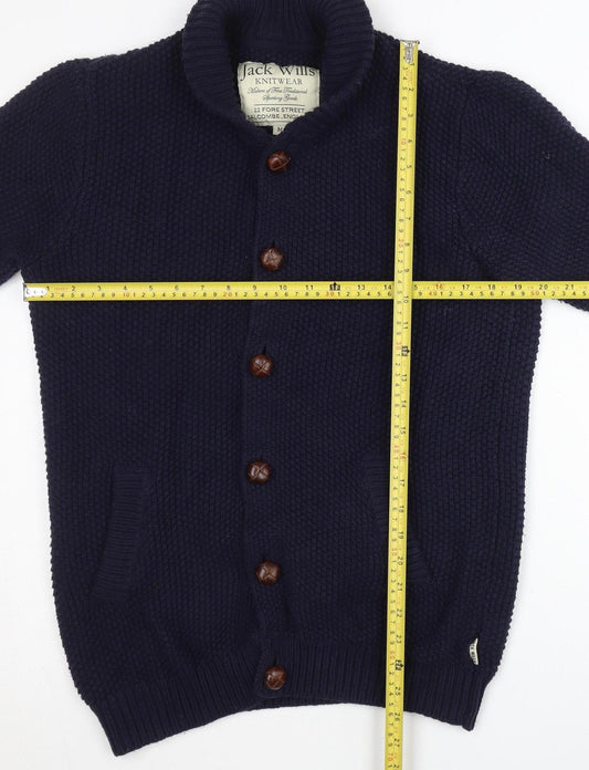 Jack Wills Men's Blue Medium Chunky Knit Button Cardigan