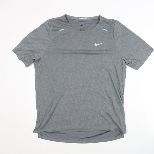 Nike Men's Grey Dri-Fit Running T-Shirt Size M Short Sleeve Sports Top