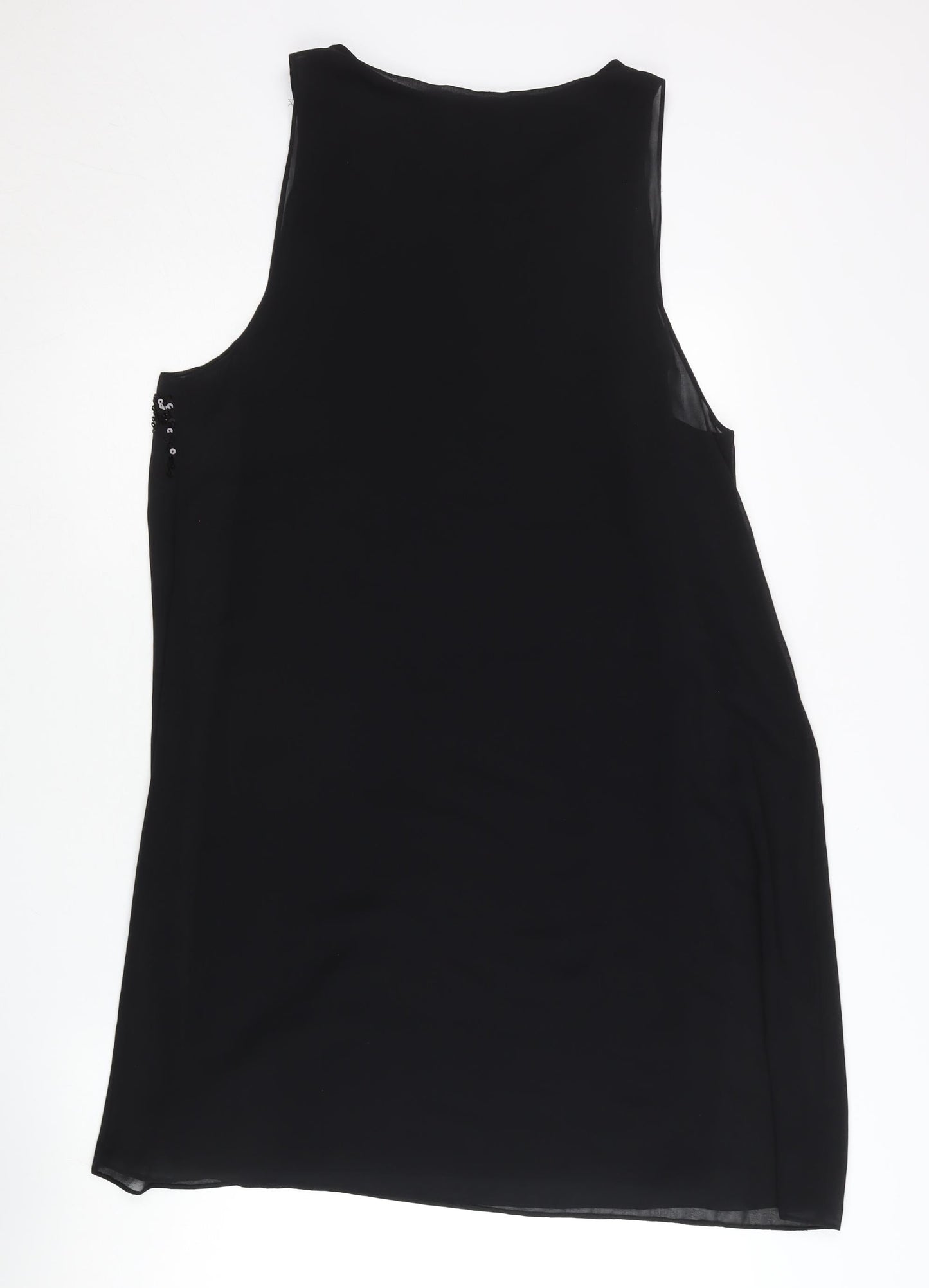 Wallis Women’s Black Size 12 Sequin Shift Knee Length Dress