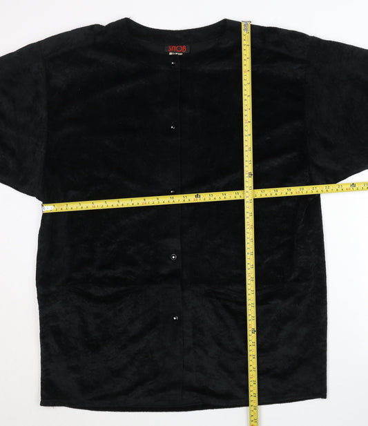 SNOB Womens Black Size 12 Velvet Short Sleeve Cardigan