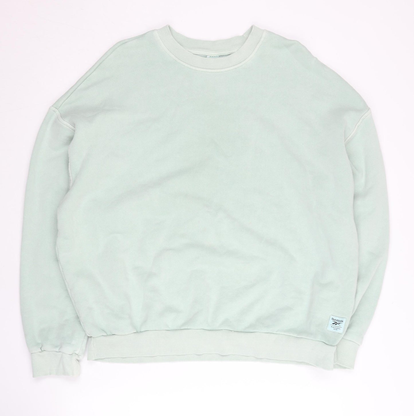 Reebok Womens Sweatshirt Mint Green L Cotton Pullover Crew Neck