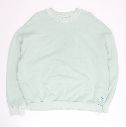 Reebok Womens Sweatshirt Mint Green L Cotton Pullover Crew Neck