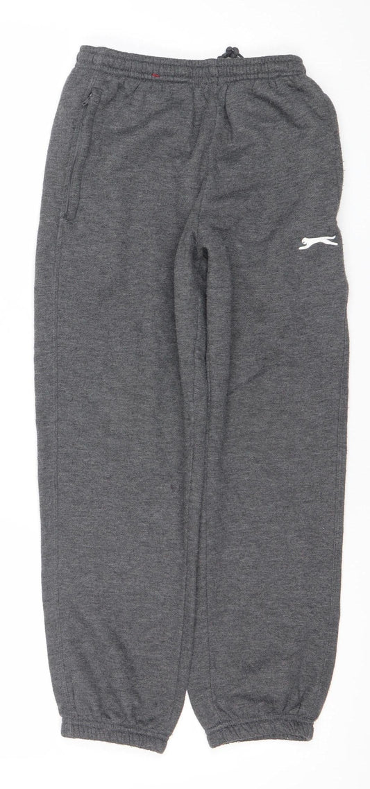 Slazenger Boys Grey 9-10 Yrs Jogger Sweatpants Fleece Activewear