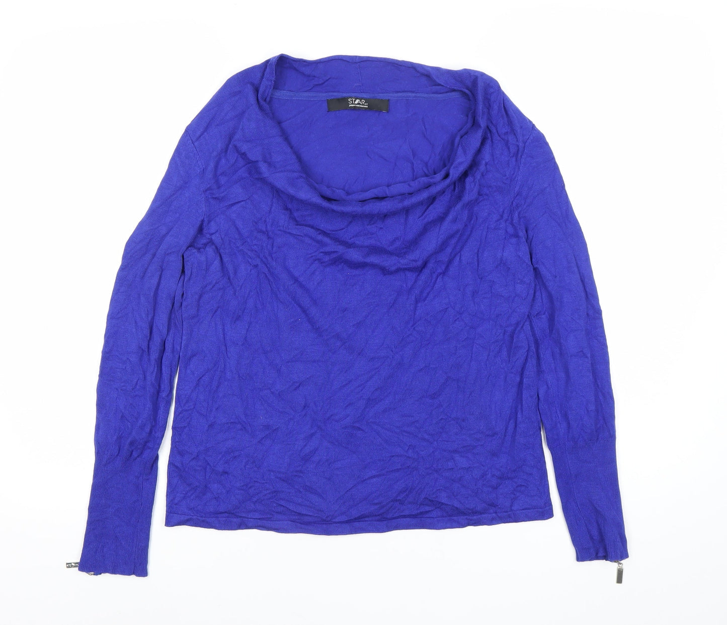 Star by Julien Macdonald Womens Blue Size 12 Cowl Neck Knit Top
