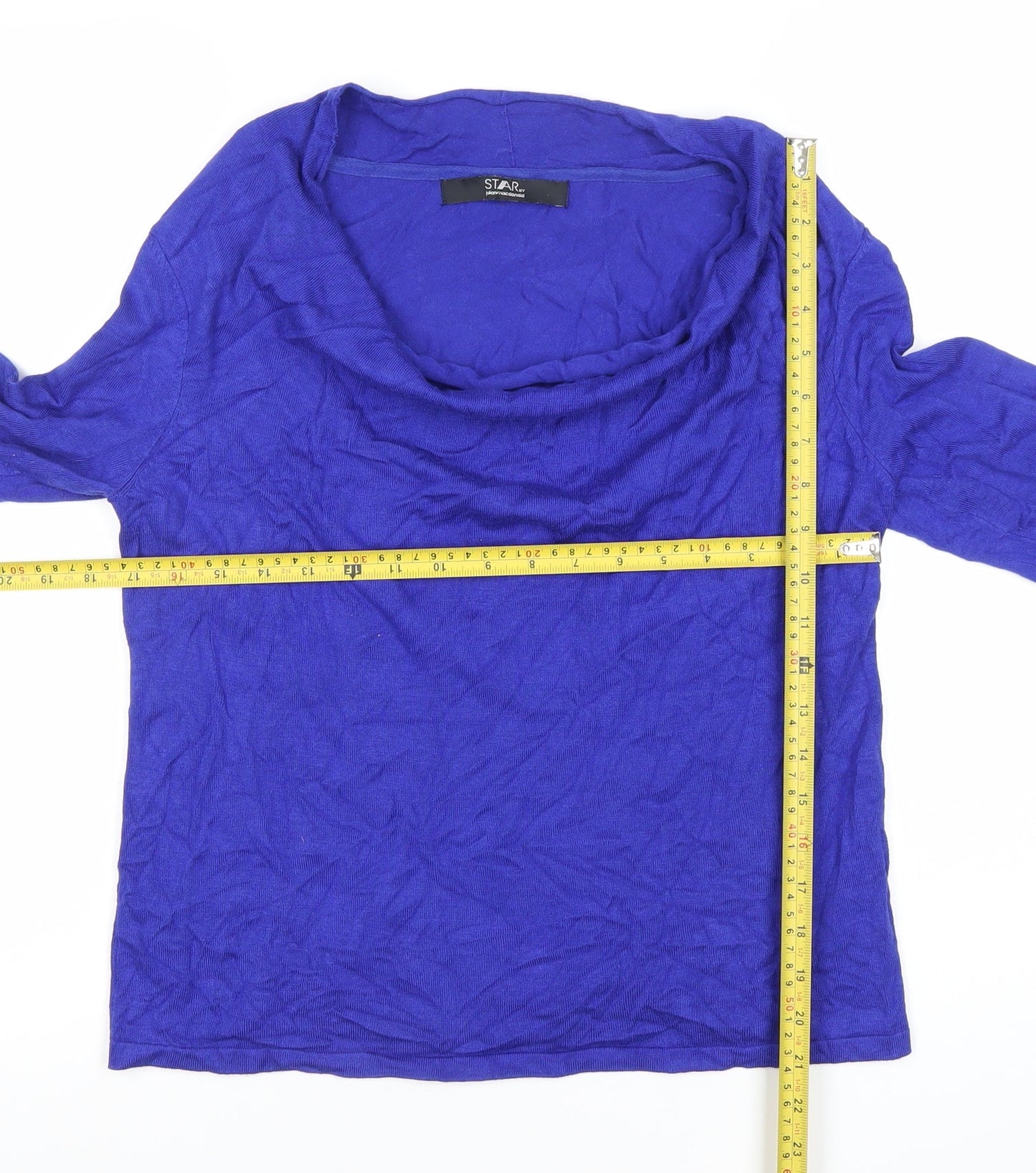 Star by Julien Macdonald Womens Blue Size 12 Cowl Neck Knit Top