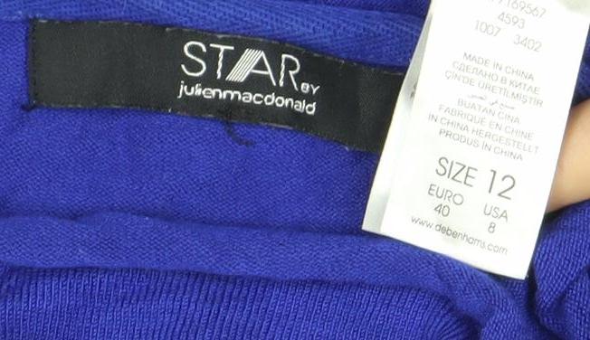Star by Julien Macdonald Womens Blue Size 12 Cowl Neck Knit Top