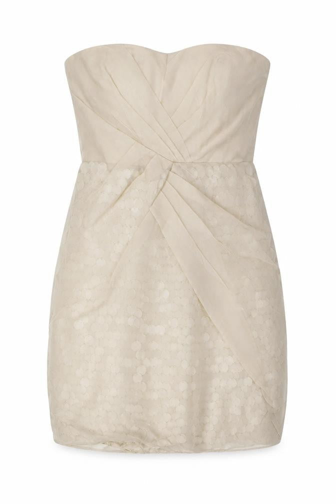 Karen Millen Women Beige Strapless Sequin Bodycon Dress Size 10