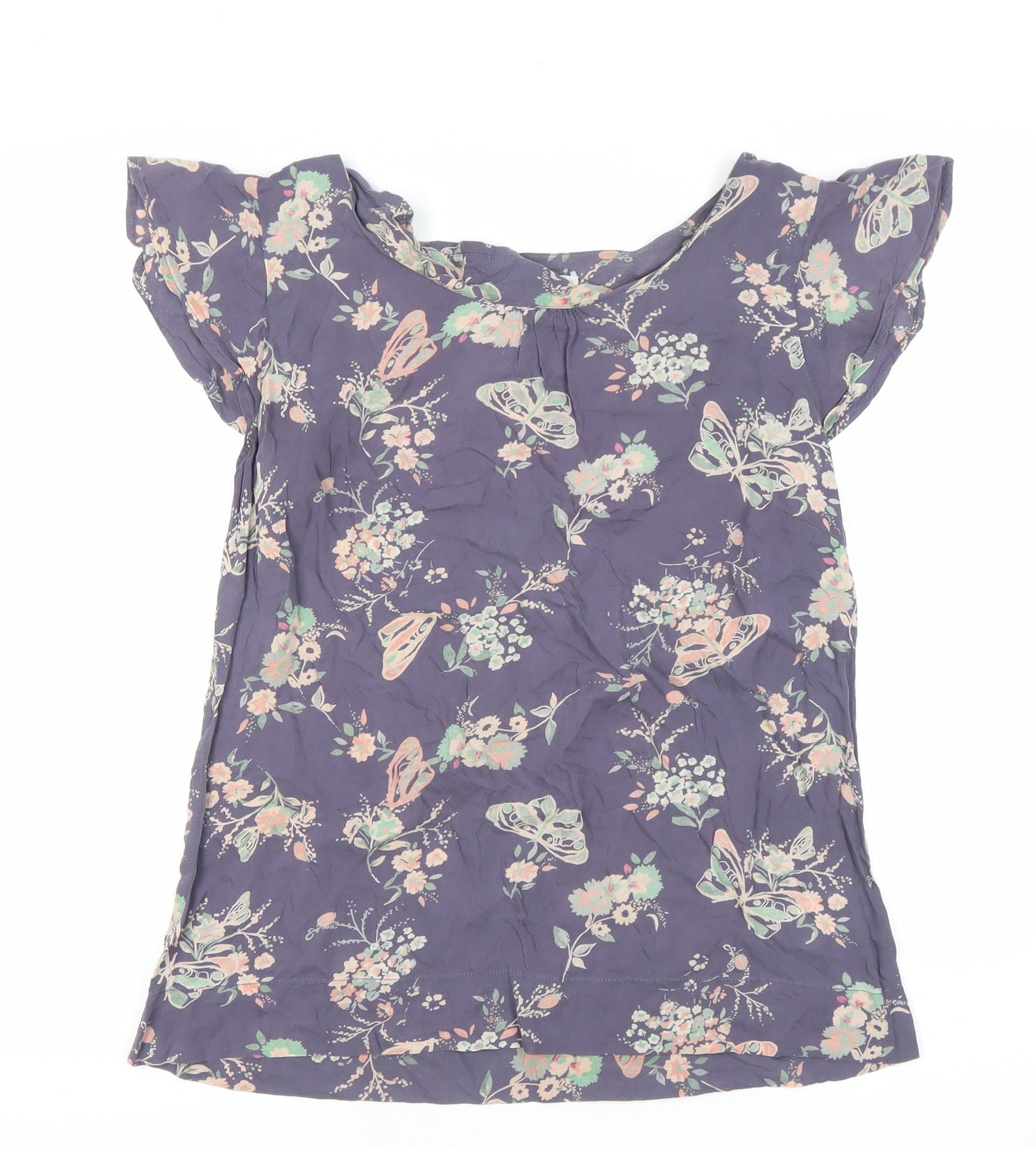 White Stuff Womens Purple Floral Butterfly Tunic Blouse Size 10