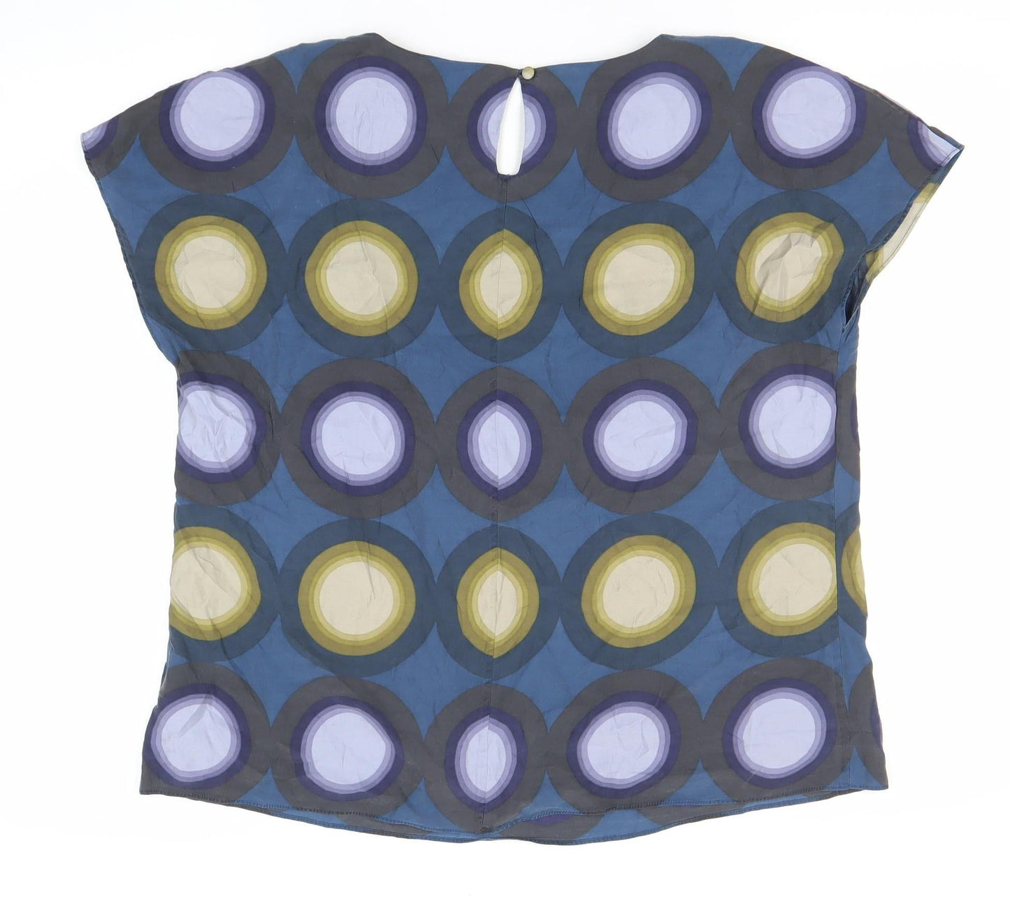 Boden Womens Blue Geometric Silk Blend Blouse Size 10 Tunic Work Top
