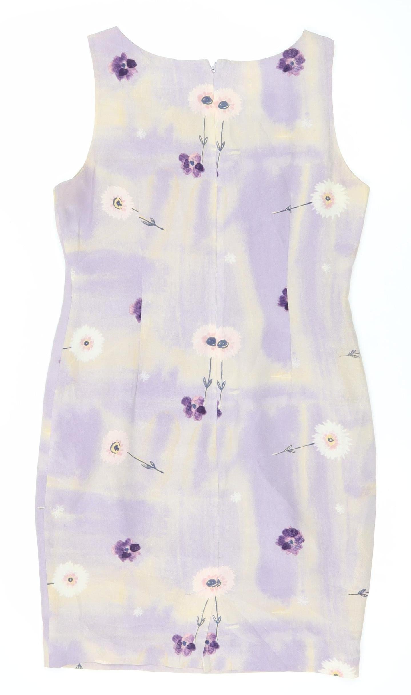 Principles Women’s Purple Silk Floral Sheath Dress UK 12