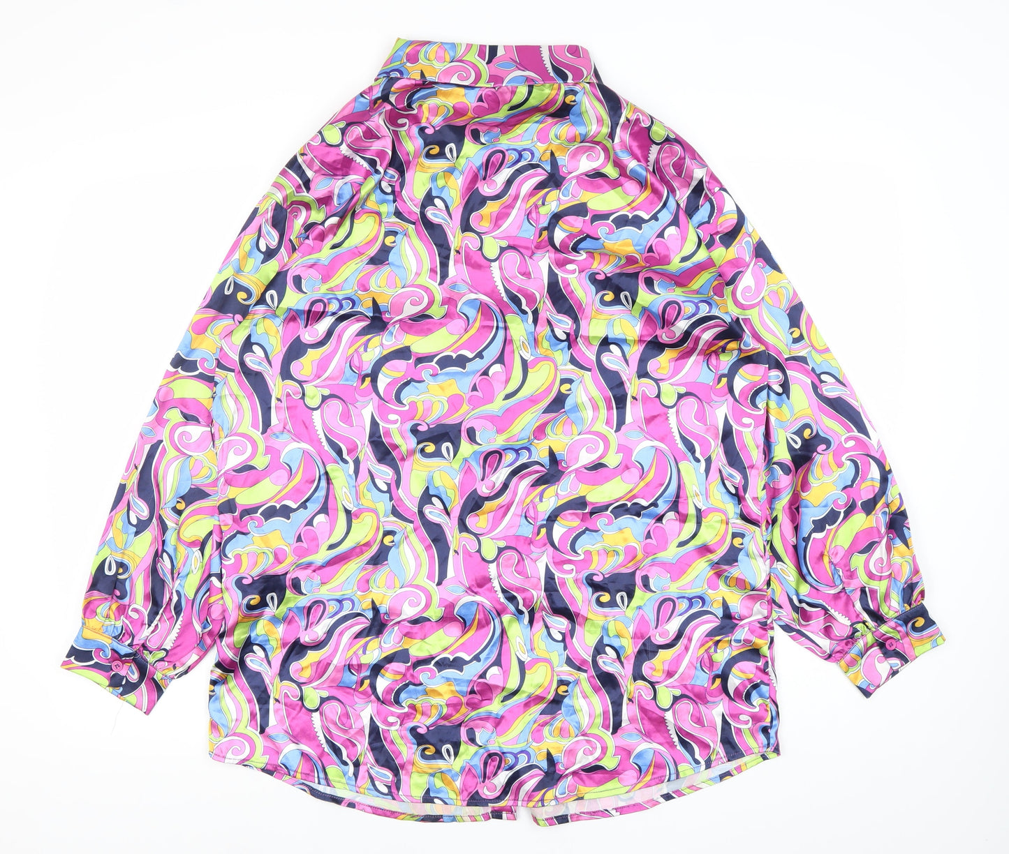 Missguided Womens Multicoloured Size 8 Button-Up Long Sleeve Satin Shirt